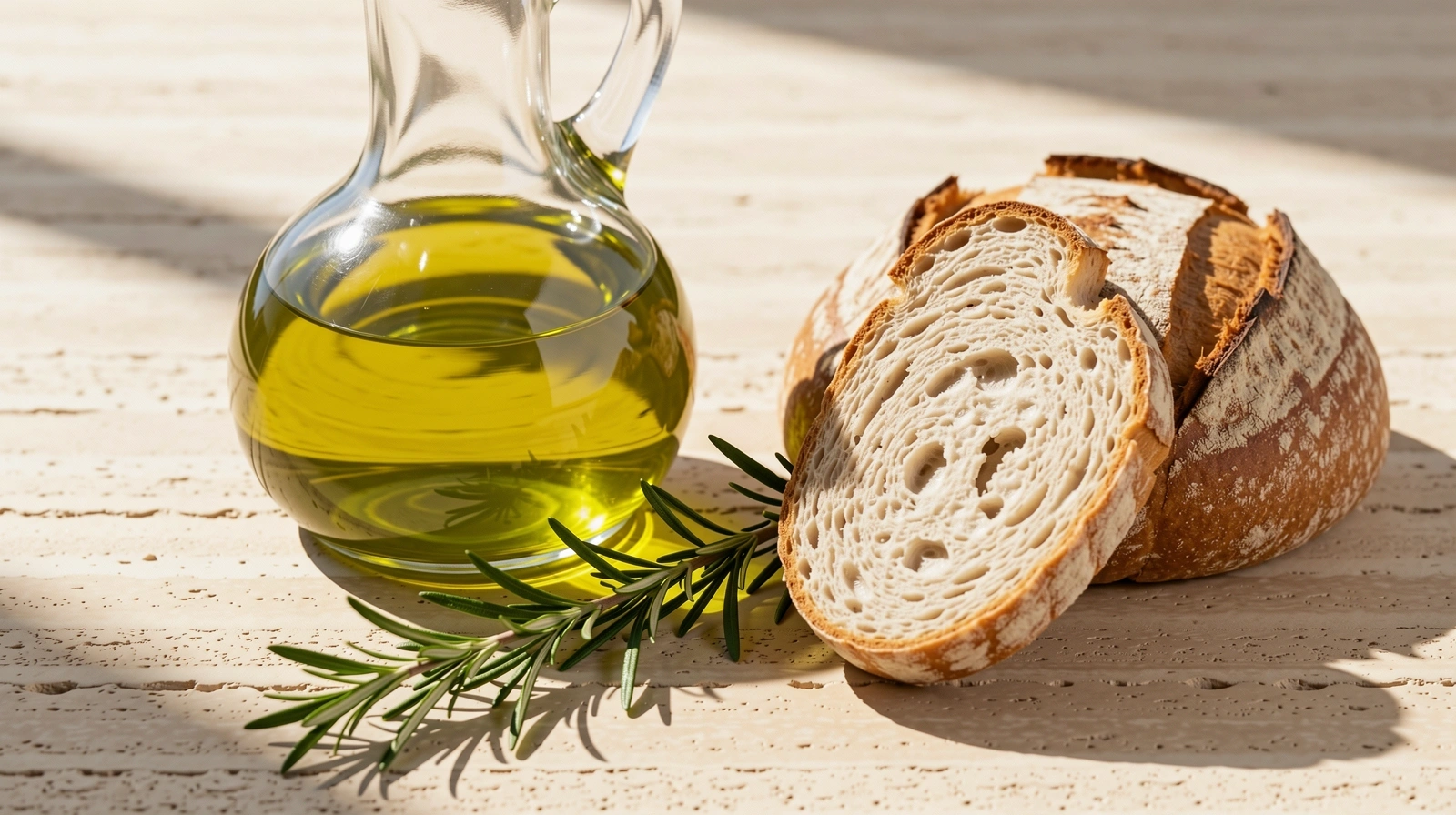 Ingredienti naturali freschi su pietra di travertino